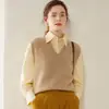 2025 Nuevo Otoño e Invierno Prendas de Punto de Cachemira Chaleco sin Mangas para Mujer Cuello en V Exterior Cálido Chaleco Moda