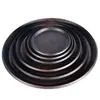 Bandeja Prato de Porcelana Redondo Imitação de Madeira Estilo Japonês Prato para Ponto de Faca Bandeja de Chá Nuvens Fluindo Prato para Sushi Sukiyaki Culinária Japonesa e Coreana