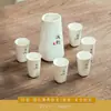 Juego de Vino de Cerámica, Decantador de Porcelana Blanca Ligeramente Borracho Olla de Vino para el Hogar Juego Combinado de Copas de Vino Impresión de Regalo Exquisito de Alta Calidad