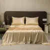 Comercio exterior transfronterizo color sólido teñido seda sintética seda conjunto de tres piezas Europa y Estados Unidos simple sábana sábana para cama funda de almohada ropa de cama