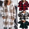 Ropa de Felpa para Mujer Estilo Europeo y Americano 2025 Nueva Amazon Temu Chaqueta Holgada con Capucha y Cremallera de Manga Larga a Cuadros con Bolsillos