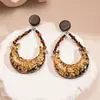 Pendientes Colgantes de Flor con Estampado de Leopardo Manchado de Resina Aguja de Plata Lujo Accesible Pendientes de Gama Alta Moda Retro Pendientes Versátiles para Mujer