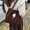 Bolso Tote Retro de Gamuza Estilo Japonés Nuevo de Gran Capacidad Casual para el Brazo Holgazán y Relajado Ropa de Trabajo Bolso de Hombro