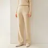 Pantalones de Cachemir Bai Cai Rong para Mujer Otoño Invierno Nuevos Pantalones de Pierna Ancha Color Sólido Pantalones Largos Adelgazantes Favorecedores Caída Suaves y Lisos Amigables con la Piel