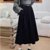 Saia de Veludo Cotelê para Mulheres, Outono e Inverno 2026, Novo Estilo Coreano, Cintura Alta, Emagrecedora, Longa, Retrô, Cobre o Quadril, Saia Evasê