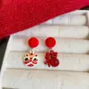 Feliz ~ Año de la Serpiente Año del Año de la Serpiente Aretes Rojos de la Fortuna Aretes Festivos con Atmósfera de Año Nuevo para Mujer Otoño e Invierno