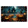 Nuevos accesorios de decoración de Halloween transfronterizos, banderines luminosos impresos para fiestas navideñas, pancartas de fondo de Halloween