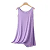 Novo Vestido Regata Feminino Modal Plus Size Fino Verão Grande Flare Comprimento Médio Camada Base Vestido de Dormir