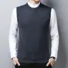 Outono e Inverno Suéter Masculino de Gola Redonda Colete Decote V Colete Simples Colete Tricotado Suéter Sem Mangas Roupa Íntima Térmica