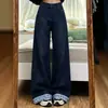 Jeans de Pierna Recta con Parches a Cuadros Estilo Retro Americano para Mujer Otoño Nuevo Diseño de Talla Grande Pantalones de Pierna Ancha Sueltos Adelgazantes