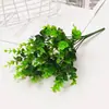 Plantas Verdes Simuladas Populares da Amazon Transfronteiriças com Folhas de Eucalipto de 7 Pontas de Alta Qualidade, Pequenos Buquês, Plantas Aquáticas, Enfeites de Flores Artificiais