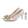 775-9 vermelho vinho saltos altos pés femininos não cansados sexy camurça salto fino sapatos de casamento fivela quadrada strass sapatos xiuhe