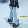 Pantalones de esquí gruesos con cremallera media, cintura ajustable, a prueba de viento e impermeables, de forro polar zorro plateado, para parejas