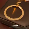 Pulsera de Malla Electrochapada en Oro Real de 18 Quilates, Moderna y Versátil, Pulsera Elegante de Nicho, Lujo Accesible, Joyería de Mano de Alta Gama y Exquisita para Mujeres
