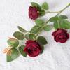 Rosa artificial 3 cabeças pequena rosa de flanela Dia dos Namorados casamento decoração de casa artificial artificial flor transfronteiriça