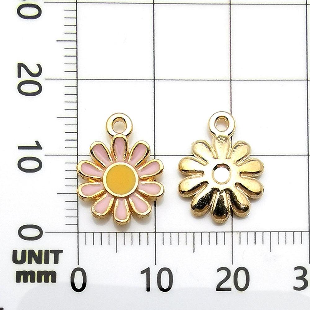 11072-J-粉色滴油锌合金圆形小雏菊花11.4x14.6