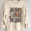 Suéter Pulôver Feminino Outono e Inverno Solto Casual Estampa de Letras Mama Espesso Gola Redonda