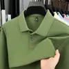 Camisa Polo Masculina de Manga Longa com Gola Lapela 100% Algodão Casual Masculina Tops Cor Pura Piquet 100% Algodão Camiseta para Homem