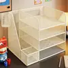 Portadocumentos Estantería de Escritorio Estante de Almacenamiento de Oficina Vertical Multicapa con Portalápices Ahorrador de Espacio para Escritorio de Trabajo Nivel