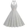 X Comércio Exterior Transfronteiriço Roupas Femininas Retrô Europeias e Americanas Sexy Gola Halter Cruzado no Peito Emagrecedor Estampado Grande Balanço Vestido Peça Única Atacado