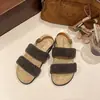 Sandalias de una tira a juego, sandalias planas de moda para mujer, sandalias de una tira de ante, nuevo estilo 2026 para vestidos de moda