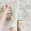 Calcetines de Encaje hasta la Pantorrilla Primavera y Verano Lolita Calados a Media Pantorrilla con Lazo Estilo Ballet Calcetines Lolita Delgados