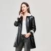 Fábrica directa de pájaros del bosque para mujeres de mediana edad y mayores, chaqueta larga de cuero PU con acolchado de terciopelo, talla grande, atuendo de madre