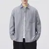 Nuevas camisas de otoño para hombre, tops casuales holgados, camisas de manga larga de algodón puro tejidas a color para hombre, chaquetas de moda al por mayor
