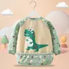 Babero de terciopelo de cristal para bebé, impermeable, antidesgaste, con bolsillo de arroz, para otoño e invierno, delantal para madre y bebé.