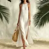 Vestido Casual de Mujer sin Mangas Estilo Europeo y Americano con Rayas, Exportación a Amazon, Vacaciones, Sitio Independiente Transfronterizo 2026, Diseño con Abertura