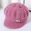 Nuevo estilo de gorro de lana tejido para mujeres de mediana edad y mayores, gorro cálido de invierno para madres, gorro de calabaza engrosado y forrado de polar