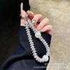 Corrente para Celular Ins de Luxo com Strass e Pérolas Case para Celular com Laço Estéreo Cordão para Pendurar Corrente para Pendurar Anti-perda Pulseira de Novo Estilo