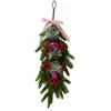 Árvore de Natal invertida transfronteiriça planta verde artificial pendente de porta bico de papagaio pinha laço decoração de parede decoração de casa de férias