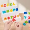 Jogo de Blocos de Construção de Corda de Correspondência de Madeira Dupla Face Tabuleiro de Desenho Digital de Letras para Crianças Educação Infantil Quebra-Cabeça Intelectual Brinquedo de Quebra-Cabeça