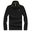 Camisa polo de manga larga de lujo ligero para hombre, hecha de algodón mercerizado, color liso, con un pequeño bordado de caballo en el cuello, adecuada para el uso diario y para ir al trabajo en primavera y otoño