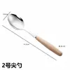 Mango de Madera Cubiertos de Acero Inoxidable Cuchara Japonesa de Madera Tenedor de Fruta Cubiertos Occidentales Set Creativo