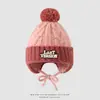 Chapéu de Outono e Inverno BOSTON Chapéu de Lã Infantil Proteção para as Orelhas Pompom Chapéu de Tricô Quente Meninos e Meninas Chapéu de Puxar à Prova de Vento