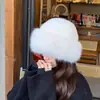 Gorro de Invierno Nuevo de Felpa Mongol de Ala Ancha para Mujer que Muestra la Cara Pequeño Versátil Cálido Protección para Orejas Imitación de Cuero Gorro de Princesa