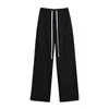Pantalones deportivos de moda para mujer para correr con cintura elástica, cordón, pantalones de chándal de pierna recta, pantalones casuales holgados adelgazantes versátiles de moda