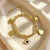 Pulsera de doble cadena de acero de titanio de moda transfronteriza europea y americana para mujer, simple y versátil, estilo ins, a la moda, lujo ligero, pulsera personalizada