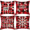 Funda de almohada navideña más vendida transfronteriza con estampado festivo de Papá Noel, funda de almohada para decoración del hogar, venta al por mayor directa del fabricante