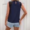 Bai Fen Zhi Yi2025 Nuevo Verano Transfronterizo Casual para el Trabajo Encaje Sin Mangas Cuello Semi Alto Color Sólido Top para Mujer