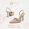 Tacones de Aguja de Punta Aguda en Mezclilla para Mujer, Nuevos Zapatos Elegantes de Estilo Francés para el Trabajo con Hebilla, Boca Baja y Correa Trasera, Zapatos de Tacón Alto de Moda