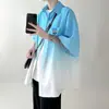 Camisa de Manga Corta Tie-Dye Degradado de Marca de Moda Nueva de Verano para Hombre de Manga Tres Cuartos Holgada Atractiva Casual de Gama Alta