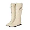 Novas botas de cowboy western estilo britânico com tiras de fivela, design de cano alto, salto baixo, botas de motocicleta, tamanhos 40-48, plus size, para exportação