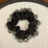 Scrunchie de Cetim com Borda de Cristal Feito à Mão de Alta Qualidade para Mulheres, Novo Acessório de Cabelo da Celebridade da Internet Coreana, Elástico de Cabelo, Flor de Cabelo para Mulheres