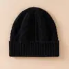 Gorro de Punto 100% Cachemira para Mujer Otoño e Invierno, Tejido de Trenza, Protección Cálida para Orejas, Sombrero de Lana Versátil de Color Sólido, Casual