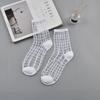 Meias finas de vidro transparentes da moda para primavera e verão, meias xadrez de cristal para senhoras, meias femininas, meias sexy, fabricantes, atacado