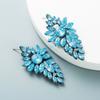 Pendientes de aleación de moda retro con incrustaciones de diamantes de colores multicapa con forma de sauce y flores geométricas de diamantes de imitación, pendientes de personalidad moderna europea y americana.