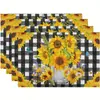 Temujit Dropshipping Manteles Individuales de Lino de Verano Manteles de Mesa Florales de Girasol Mesa de Comedor de Cocina Textiles para el Hogar Manteles para Vajilla